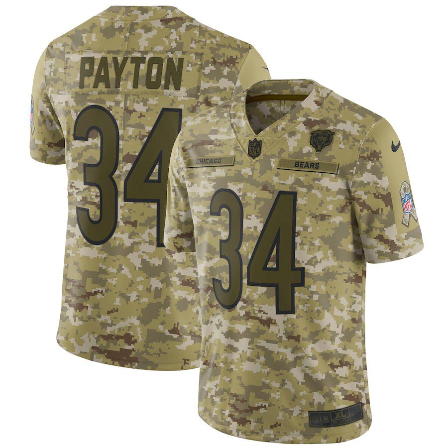 Men Chicago Bears #34 Payton Nike Camo Salute to Service Retired Player Limited NFL Jerseys->new york jets->NFL Jersey